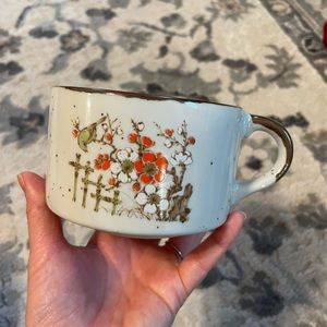 Vintage Stoneware Soup Mug Made in Japan Cottage-core